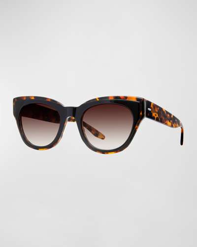 Barton Perreira Lioness Havana Acetate Cat-eye Sunglasses In Black Amber Torto