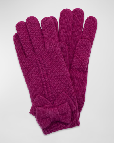 Portolano Jersey Knit Bow Cashmere Gloves In Plumberry