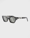 Dior Beveled Acetate Butterfly Sunglasses In Colored Havana