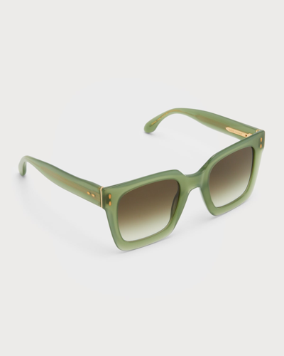 Isabel Marant Logo Square Acetate Sunglasses In Green/brown Gradient