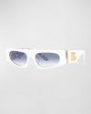 Dolce & Gabbana Interlocking Dg Logo Rectangle Acetate Sunglasses In Light Blue