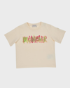 MONCLER GIRL'S SMEARED GRAPHIC LOGO-PRINT T-SHIRT