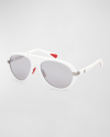Moncler Navigaze Two-tone Acetate Aviator Sunglasses In Shiny White