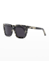 Dior Beveled Square Acetate Sunglasses In Havana