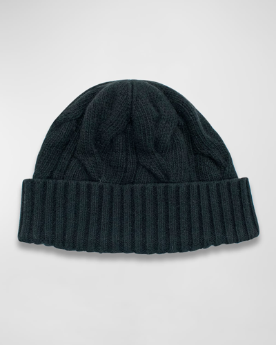 Portolano Giant Cable Knit Cashmere Beanie In Black