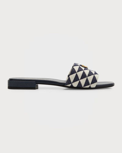 Prada Logo Slide Sandal In Baltico/talco