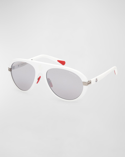 Moncler Wrapid Injection Plastic Aviator Sunglasses In Optical White