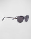 By Far Velvet Semi-transparent Round Acetate Sunglasses In Transparent Grey