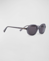 By Far Velvet Semi-transparent Round Acetate Sunglasses In Grey