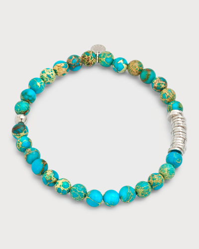 Tateossian Men's Jasper Beaded Bracelet In Turquoise