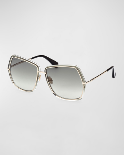 Max Mara Elsa 61mm Geometric Sunglasses In Shiny Gradient