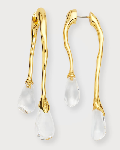 Alexis Bittar Lucite Front Back Double Drop Earrings In Gold/clear