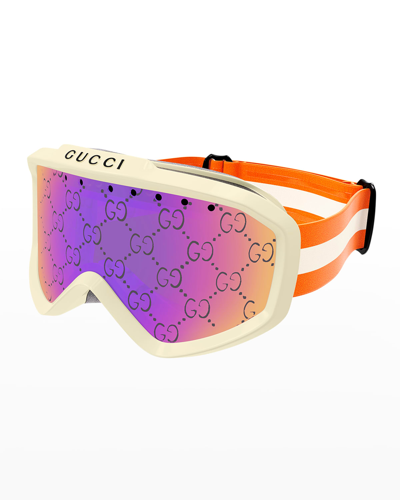 Gucci Monogram-print Ski Goggles In Pink