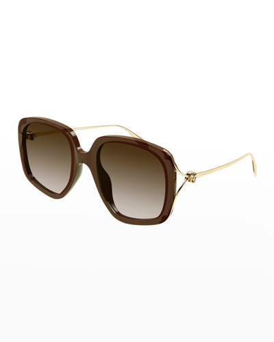 Alexander Mcqueen Skull Acetate & Metal Sunglasses In Shiny Transparent