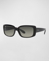 Ray Ban Womens Ray-ban Rb4389 Rectangular-frame Propionate Sunglasses In Black
