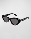 Gucci Star Logo Acetate Cat-eye Sunglasses In Black