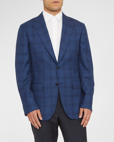 Brioni Men's Tonal Plaid Wool Sport Coat In Dk Bluebl