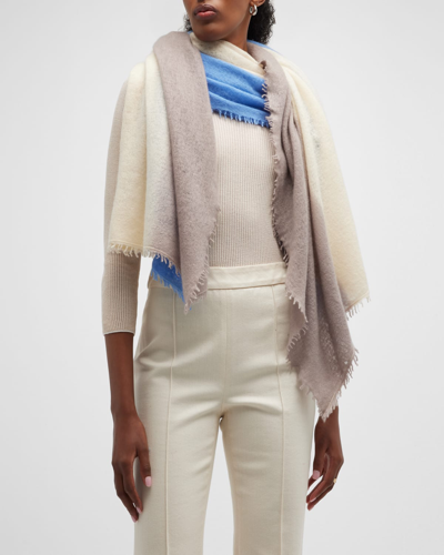Bajra Ombr&eacute; Webby Cashmere Scarf In Blue Gray White