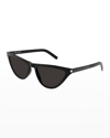 Saint Laurent Slim Acetate 56mm Cat Eye Sunglasses In Black