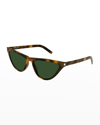 Saint Laurent Slim Logo Acetate Cat-eye Sunglasses In Havana