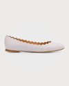 Chloé Chloe Lauren Scalloped Leather Ballerina Flat In Misty Lavender