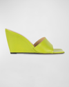 Wandler Gaia Lambskin Wedge Slide Sandals In 2712 Eternal