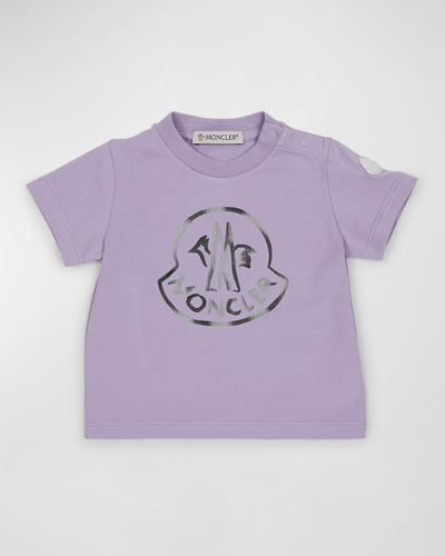 Moncler Kids' Brand-print Stretch-cotton Jersey T-shirt 3 Months-3 Years In Purple