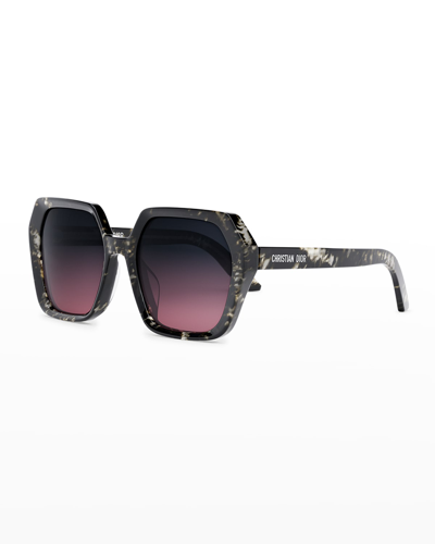Dior Midnight 56mm Geometric Sunglasses In Colored Havana
