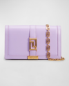 Versace Greca Goddess Leather Wallet On Chain In Baby Violet