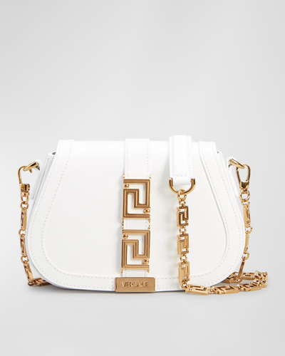Versace Greca Goddess Medium Leather Shoulder Bag In 1w00v Optical Whi