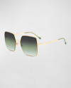 Isabel Marant 52mm Gradient Square Sunglasses In 0pef Gold Green