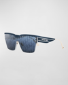 Dior Club Rectangular Shield Sunglasses In Shiny Blue