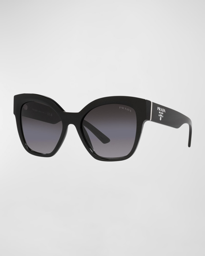 Prada 59mm Gradient Geometric Sunglasses In Black/purple Gradient