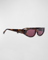 By Far Rodeo Round Acetate Sunglasses In Havana
