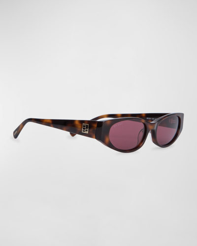 By Far Rodeo Round Acetate Sunglasses In Brown