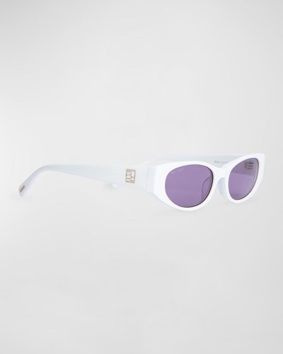 By Far Rodeo Round Acetate Sunglasses In White