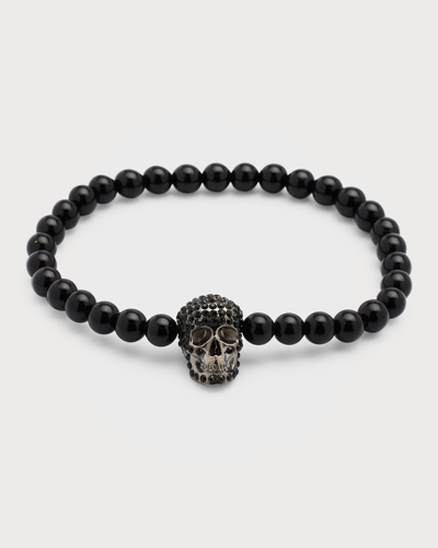Alexander Mcqueen Men's Swarovski&reg; Crystal Pav&eacute; Skull Beaded Bracelet In Black