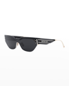 Dior Mirrored Shield Plastic Sunglasses In Grey / Smoke