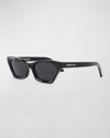 Dior Beveled Acetate Butterfly Sunglasses In Shiny Black