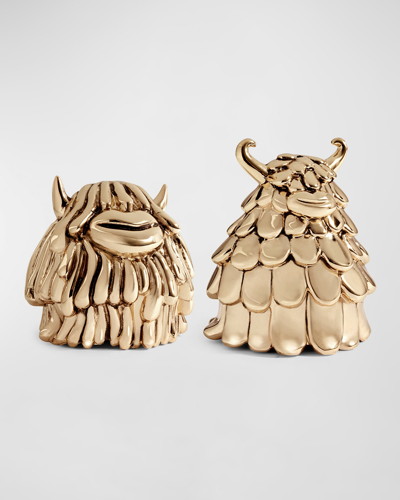 L'objet Lobjet Gold Niki And Simon 24ct Gold-plated Brass Salt And Pepper Shakers In Antique Gold