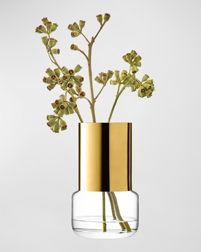 Lsa Aurum Extra-small Lantern Vase In Clear/ Gold