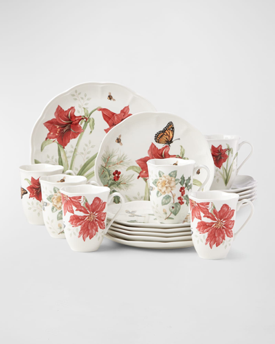 Lenox Butterfly Meadow 18-piece Holiday Dinnerware Set In Red