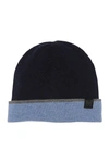 Bruno Magli Cashmere Colorblock Ribbed Knit Beanie In Navy Blue