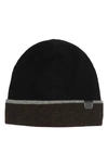 Bruno Magli Cashmere Colorblock Jersey Knit Beanie In Brown Black