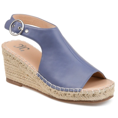 Journee Collection Collection Women's Wide Width Crew Wedge Sandal In Blue