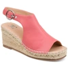 Journee Collection Collection Women's Wide Width Crew Wedge Sandal In Pink