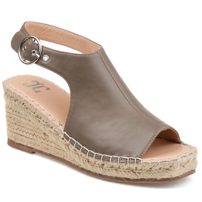 Journee Collection Collection Women's Wide Width Crew Wedge Sandal In Grey