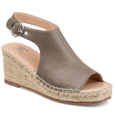 Journee Collection Collection Women's Wide Width Crew Wedge Sandal In Taupe