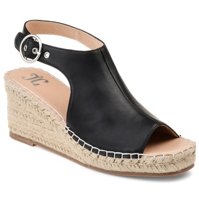 Journee Collection Collection Women's Wide Width Crew Wedge Sandal In Black