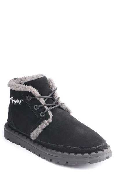 Karl Lagerfeld Suede Faux Shearling Lined Chukka Boot In Black